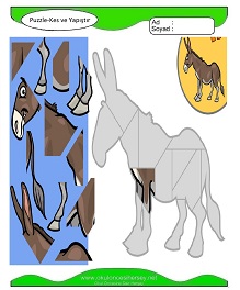 Puzzle Kes Yapıştır Çalışma Sayfaları